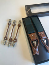 Double clip leather ends for convertible suspenders - set of 3