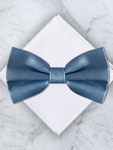 Baby Blue Deluxe Silk Bow Tie & Pocket Square Set