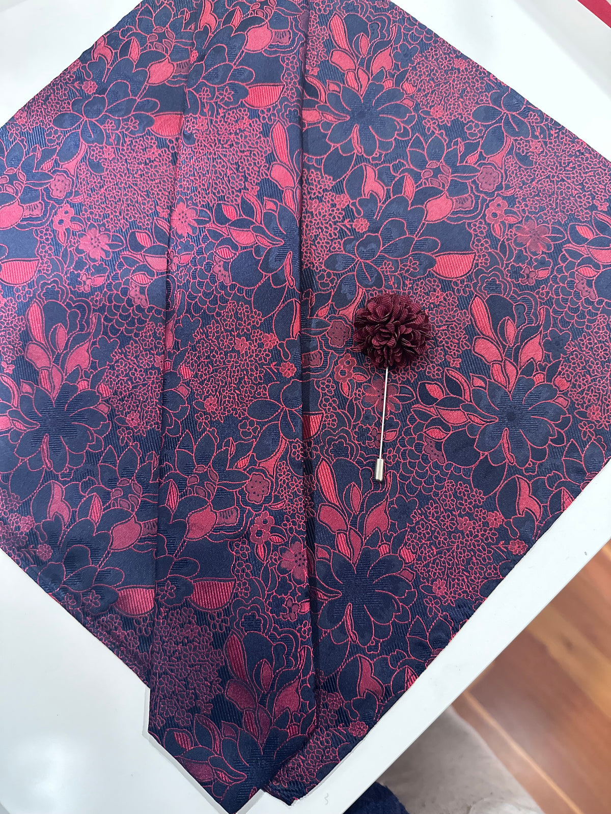 Crimson Bloom custom tie set