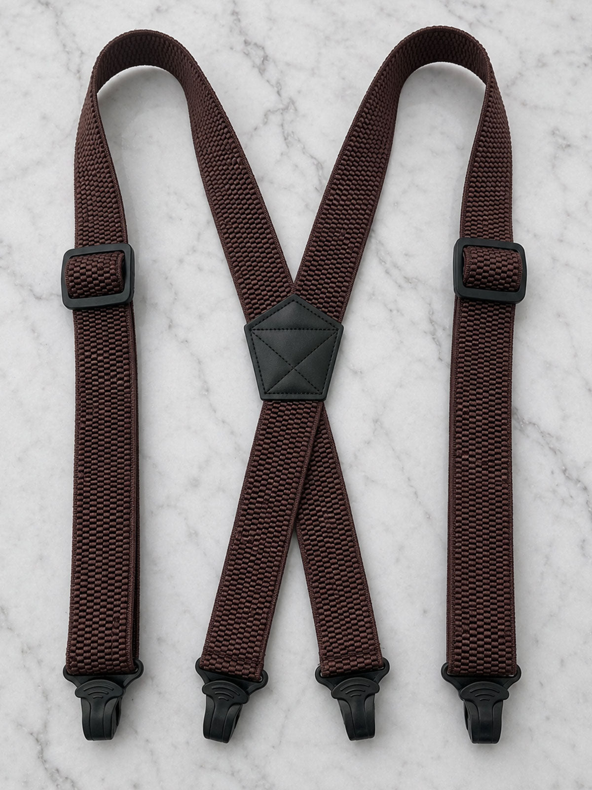 Dark brown Airport Friendly Suspenders | No Buzz Travel Braces