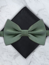 Sage Green Deluxe Silk Twill Bow Tie & Pocket Square Set