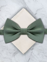 Sage Green Deluxe Silk Twill Bow Tie & Pocket Square Set
