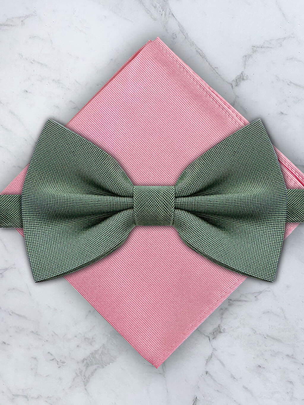 Sage Green Deluxe Silk Twill Bow Tie & Pocket Square Set