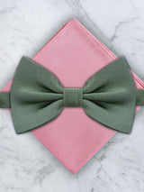 Sage Green Deluxe Silk Twill Bow Tie & Pocket Square Set