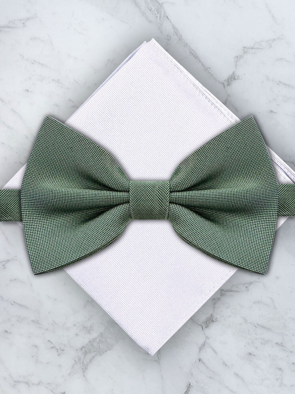 Sage Green Deluxe Silk Twill Bow Tie & Pocket Square Set