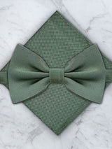 Sage Green Deluxe Silk Twill Bow Tie & Pocket Square Set