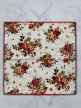 Cream Linen Floral Pocket Square