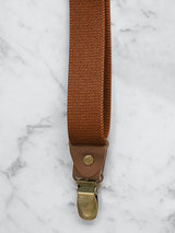 Tan Slimline Leather Trim Suspenders & Woollen Bow Tie Set