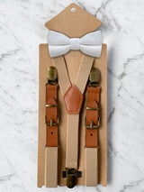 Kids Oatmeal Suspenders & Wool Bow Tie Set