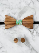 Cotton Zebra Wooden Bow Tie & Cufflinks Set