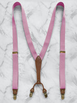Pink Slimline Leather Trim Lightweight Suspenders