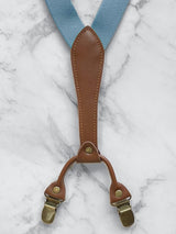 Baby Blue Slimline Leather Trim Lightweight Suspenders