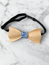 Kids Baby Blue Wooden Bow Tie, Suspenders & Animal Pin Set