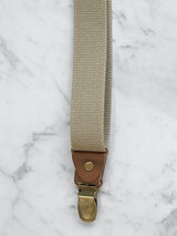 Beige Slimline Leather Trim Lightweight Suspenders
