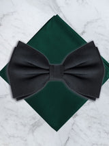 Black Deluxe Silk Twill Bow Tie & Pocket Square Set