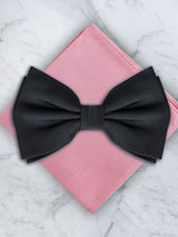 Black Deluxe Silk Twill Bow Tie & Pocket Square Set