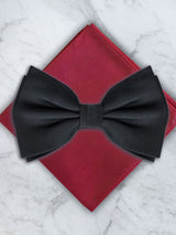 Black Deluxe Silk Twill Bow Tie & Pocket Square Set