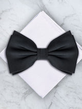 Black Deluxe Silk Twill Bow Tie & Pocket Square Set