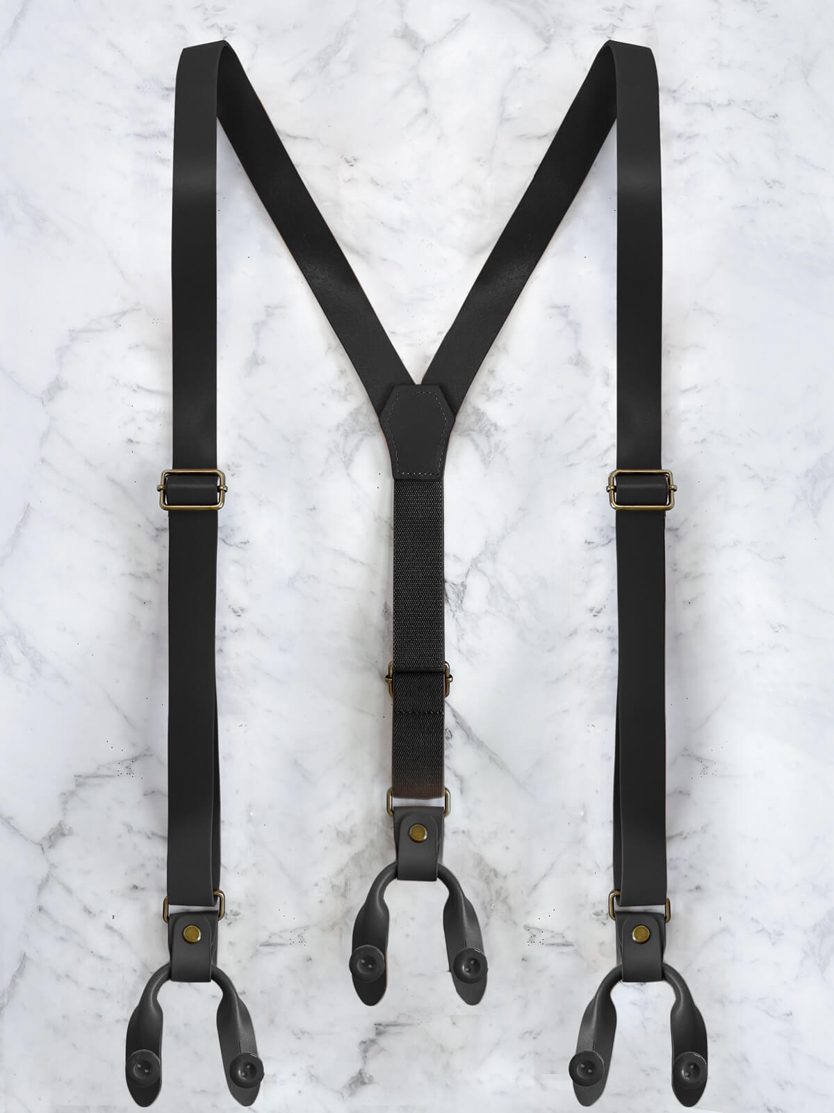 Full Leather Black Suspenders