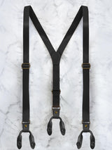 Full Leather Black Suspenders