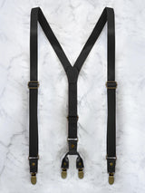 Full Leather Black Suspenders