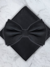 Black Deluxe Silk Twill Bow Tie & Pocket Square Set