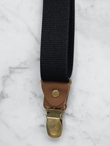 Black Slimline Leather Trim Lightweight Suspenders