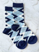 Blue Floral Cotton Bow Tie Set