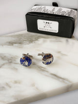 Silver & Blue World Globe Cufflinks