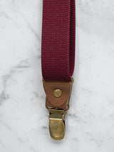 Burgundy Slimline Leather Trim Lightweight Suspenders