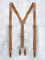 Full Leather Beige Suspenders