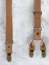 Full Leather Beige Suspenders