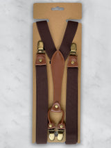 Dark Brown Slimline Leather Trim Lightweight Suspenders