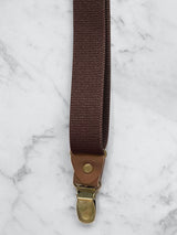 Dark Brown Slimline Leather Trim Lightweight Suspenders