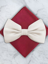 Ivory Deluxe Silk Twill Bow Tie & Pocket Square Set