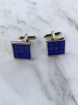 Floral Blue Square Cufflinks