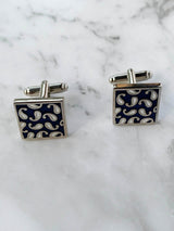 Navy Paisley Cufflinks