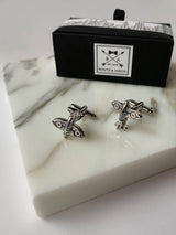 Vintage Silver Aviator Plane Mens Cufflinks | Bowtie & Arrow Australia