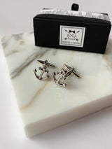 Fine Silver Anchor Mens Cufflinks | Bowtie & Arrow Australia
