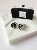 Black Anchor Circle Cufflinks