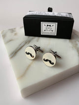Enamel Moustache Logo Cufflinks