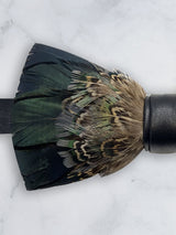 Feather Bow Tie - Moss Green