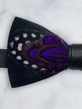 Feather Bow Tie - Purple & Black