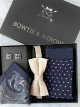 Paisleys & Cream Wool Bow Tie Set