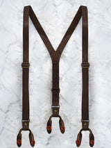 Full Leather Dark Chocolate Brown Suspenders