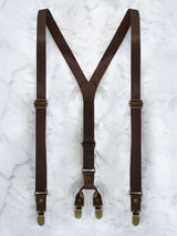 Full Leather Dark Chocolate Brown Suspenders