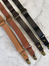 Full Leather Beige Suspenders