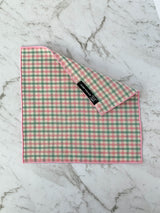 Pink and Green Checked Cotton Pocket Square | Bowtie & Arrow