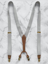Light Grey Slimline Leather Trim Lightweight Suspenders