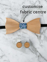 Cotton Maple Wooden Bow Tie & Cufflinks Set